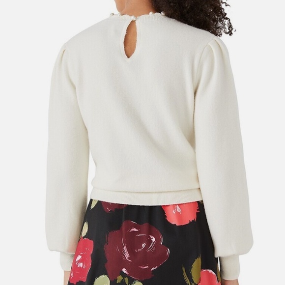 Holiday ready! Kate spade NY winter white wool & cashmere sweater pearl neck - Picture 2 of 10